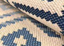 Load image into Gallery viewer, Brunschwig &amp; Fils Paloma Woven Marine Water Resistant Indoor Outdoor Geometric Aqua Blue Ivory Upholstery Fabric STA549