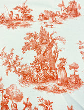 Load image into Gallery viewer, Cotton Cream Orange French Country Toile Upholstery Drapery Fabric STA 3132