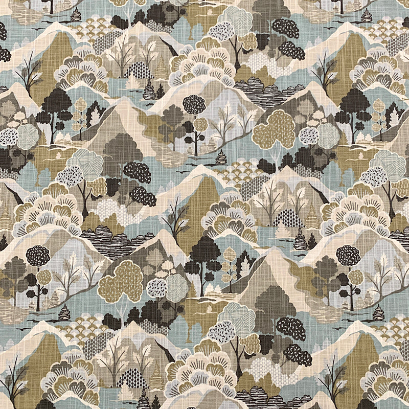 Blue store Beige Abstract Chinoiserie Upholstery Drapery Fabric