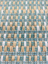 Load image into Gallery viewer, Designer Seafoam Beige White Raffia MCM Mid Century Modern Tweed Upholstery Fabric STA 3259