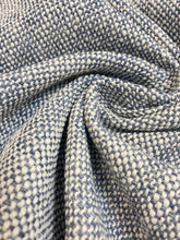 Load image into Gallery viewer, Designer Heavy Duty Indoor Outdoor MCM Mid Century Modern Navy Denim Blue Cream Tweed Water &amp; Stain Resistant Upholstery Fabric WHS