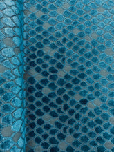 Load image into Gallery viewer, 1.75 Yds Schumacher Esther Peacock Blue Art Deco Velvet Upholstery Fabric STA 3343