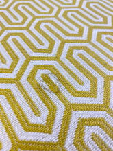 Load image into Gallery viewer, Designer Yellow White Geometric Water &amp; Stain Resistant Upholstery Fabric STA 3144