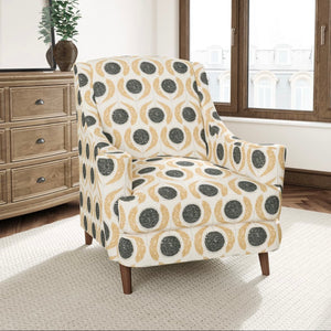 Heavy Duty Charcoal Black Mustard Cream Floral Medallion Tapestry Upholstery Fabric CF