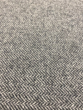 Load image into Gallery viewer, Designer Wool Water &amp; Stain Resistant MCM Mid Century Modern Herringbone Charcoal Grey Upholstery Fabric WHS 3911