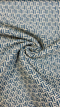 Load image into Gallery viewer, Sahco Reed Blue Clair French Blue Linen Cotton Geometric Upholstery Fabric WHS 3125