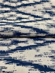 Designer Water & Stain Resistant Ikat Navy Blue White Upholstery Drapery Fabric STA 3241