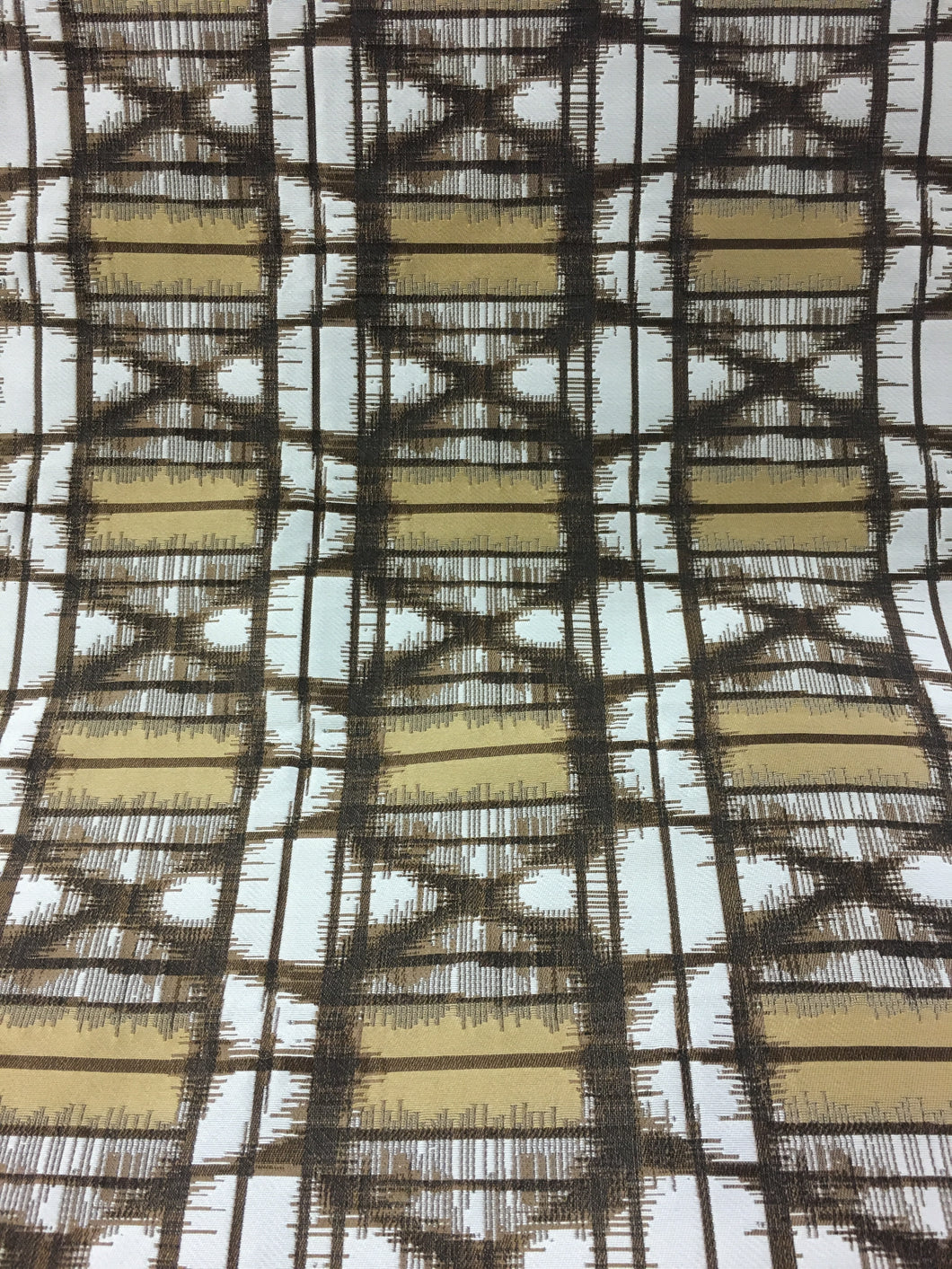 Geometric Brown Beige Water Resistant Performance Upholstery Fabric