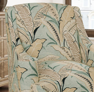 Stain Resistant Seafoam Beige Taupe Black Floral Upholstery Drapery Fabric CF