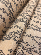 Load image into Gallery viewer, Designer Charcoal Grey Beige Botanical Floral Upholstery Fabric STA 3751