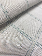 Load image into Gallery viewer, Designer Reversible Seafoam Green Beige Plaid Windowpane Water &amp; Stain Resistant Indoor Outdoor Upholstery Fabric WHS 3839