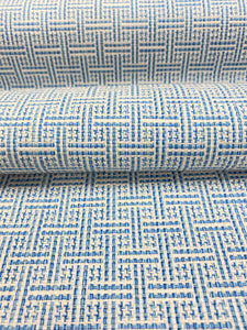 1.25 Yards Schumacher Brickell Blue Indoor Outdoor Geometric Water & Stain Resistant Upholstery Fabric WHS 3166