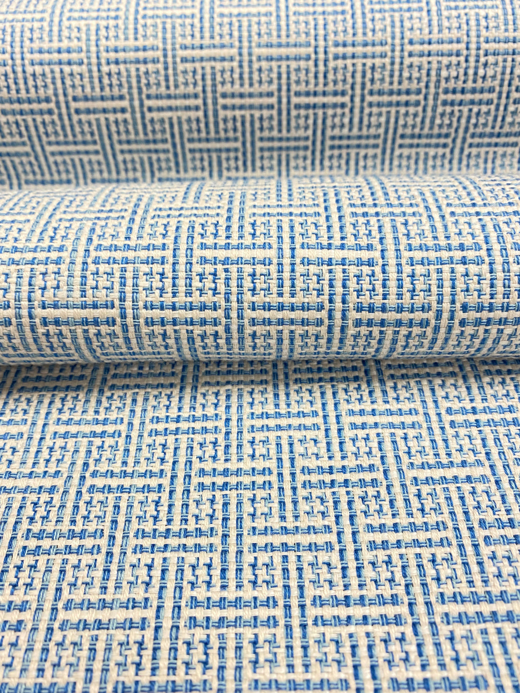 1.25 Yards Schumacher Brickell Blue Indoor Outdoor Geometric Water & Stain Resistant Upholstery Fabric WHS 3166