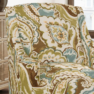 Brown Green Teal Paisley Upholstery Drapery Fabric CF