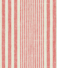 Load image into Gallery viewer, Linen Cotton Pink Cream Nautical Stripe Upholstery Drapery Fabric FB