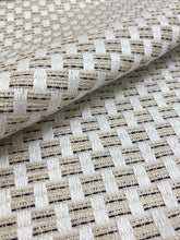 Load image into Gallery viewer, 1.5 Yard of Pierre Frey Sete Fusain Indoor Outdoor White Beige Black Woven Upholstery Fabric WHS 3118