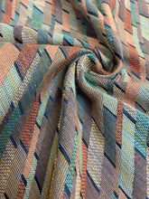 Load image into Gallery viewer, Vintage Cotton Mauve Teal Purple Abstract Geometric Water &amp; Stain Resistant Upholstery Fabric WHS 3997
