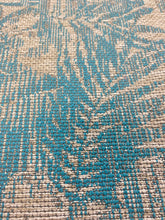 Load image into Gallery viewer, Designer Woven Turquoise Taupe Grey Botanical Tropical Upholstery Fabric WHS 3059