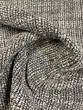 Load image into Gallery viewer, Designer Water &amp; Stain Resistant Black Ivory Chunky MCM Mid Century Modern Reversible Tweed Upholstery Fabric WHS 3414