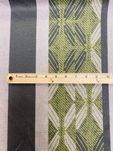 Load image into Gallery viewer, Ilempe"a Stripe on Kailua Ecru Lime Green Taupe Hawaiian Water &amp; Stain Resistant Upholstery Drapery Fabric WHS 3243