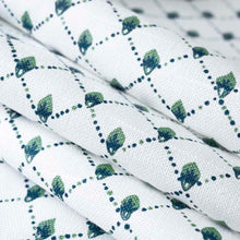 Load image into Gallery viewer, Small Diamond Upholstery Drapery Fabric Cream Green Cotton Geometric FB