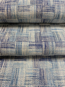Schumacher Boro Plaid Water & Stain Resistant French Navy Blue Geometric Upholstery Fabric WHS 3633