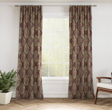 Load image into Gallery viewer, Stain Resistant Floral Purple Green Pomegranate Drapery Upholstery Fabric CF