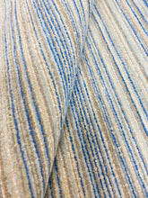 Load image into Gallery viewer, Crypton Goede Denim Water &amp; Stain Resistant Blue Beige Seafoam Taupe Stripe Chenille Upholstery Fabric STA 3996