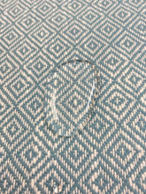 Load image into Gallery viewer, Designer Water &amp; Stain Resistant Performance Aqua Blue White Woven Performance Geometric Upholstery Fabric WHS 3546