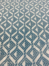 Load image into Gallery viewer, 1.6 Yard Designer Teal Off White Geometric Diamond Water &amp; Stain Resistant Upholstery Drapery Fabric WHS 3305