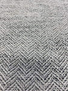 Designer Charcoal Grey MCM Mid Century Modern Herringbone Chenille Upholstery Fabric STA 3289