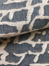Load image into Gallery viewer, Light Denim Blue Off White Abstract Upholstery Drapery Fabric / Denim