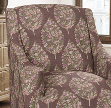 Load image into Gallery viewer, Stain Resistant Floral Purple Green Pomegranate Drapery Upholstery Fabric CF