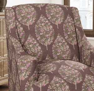 Stain Resistant Floral Purple Green Pomegranate Drapery Upholstery Fabric CF