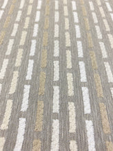 Load image into Gallery viewer, 1.8 Yard Designer Beige Taupe White Geometric Chenille Upholstery Fabric WHS 3702