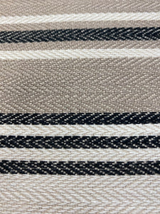Designer Cream Taupe Black Nautical Stripe Water & Stain Resistant Upholstery Drapery Fabric WHS 3629