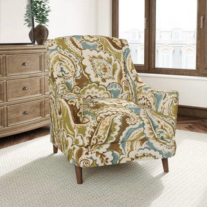 Brown Green Teal Paisley Upholstery Drapery Fabric CF
