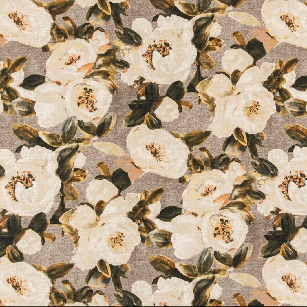 Stain Resistant Beige Taupe Mustard Black Brown Floral Upholstery Drapery Fabric CF