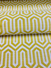 Load image into Gallery viewer, Designer Yellow White Geometric Water &amp; Stain Resistant Upholstery Fabric STA 3144