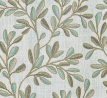 Load image into Gallery viewer, Seafoam Green Taupe Cream Botanical Embroidered Drapery Fabric FB