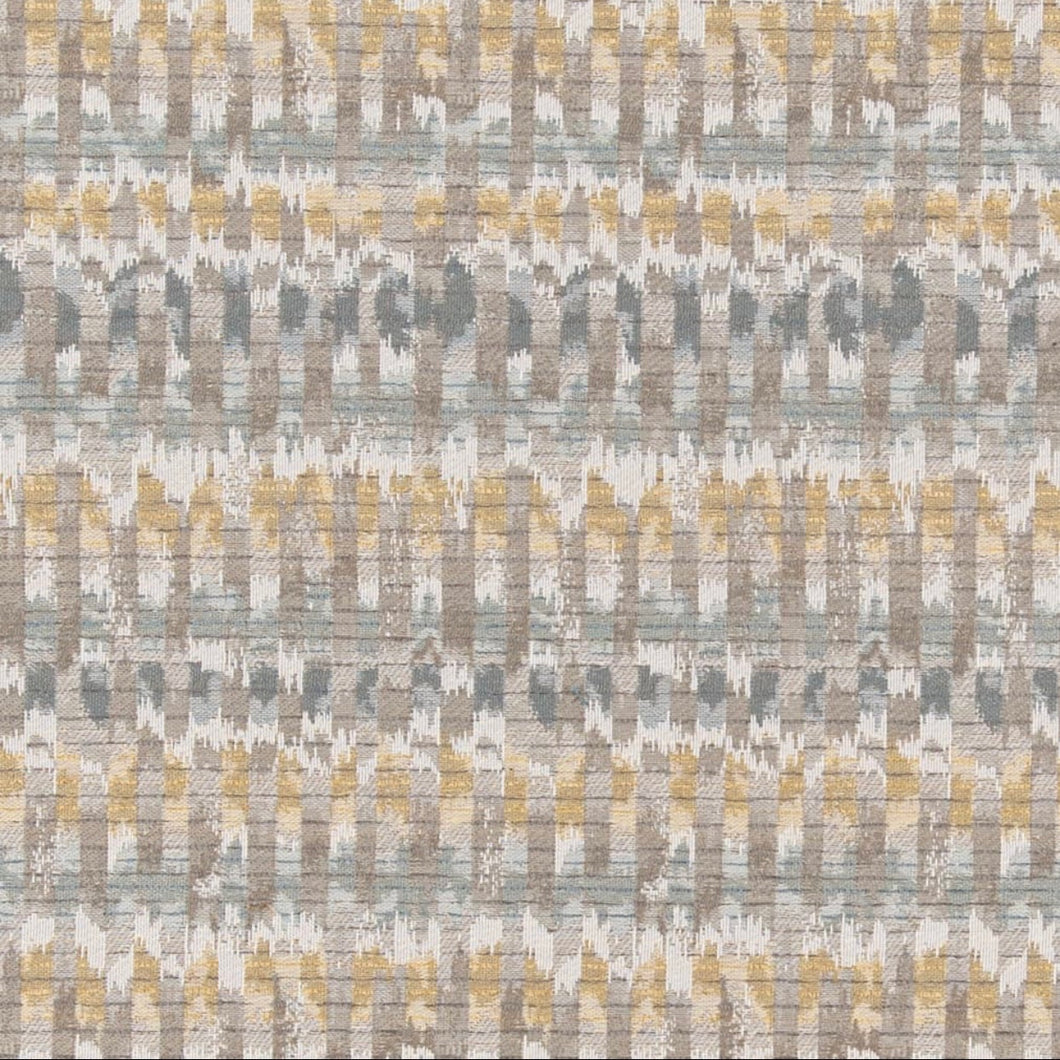 Heavy Duty Taupe Cream Yellow Aqua Blue Abstract Geometric Upholstery Fabric CF