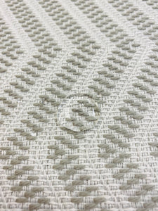 Designer Water & Stain Resistant MCM Mid Century Modern Off White Grey Herringbone Upholstery Fabric WHS 3396