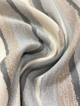 Load image into Gallery viewer, Montauk Stripe Water &amp; Stain Resistant Silver Grey Taupe Stripe Indoor Outdoor Upholstery Fabric WHS 4008