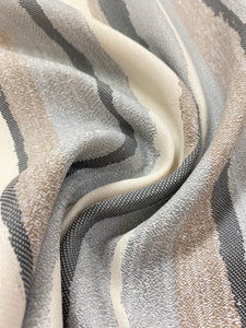 Montauk Stripe Water & Stain Resistant Silver Grey Taupe Stripe Indoor Outdoor Upholstery Fabric WHS 4008