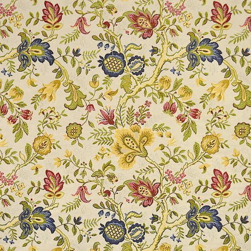 Beige Red Yellow Green Floral Tapestry Upholstery Drapery Fabric MGF