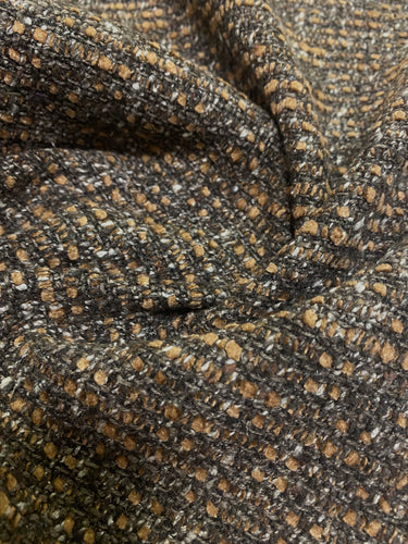 Designer Water & Stain Resistant Caramel Cream MCM Mid Century Modern Tweed Boucle Upholstery Fabric WHS 3606