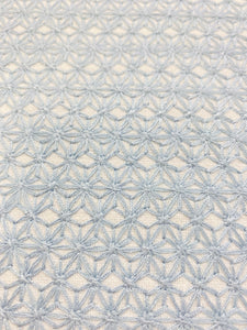 1.8 Yards of Kravet 35798-15 Reversible Embroidered Sky Blue White Geometric Drapery Fabric STA 3108