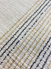 Load image into Gallery viewer, Designer Cream Mustard Black Nautical Stripe Water &amp; Stain Resistant Upholstery Fabric WHS 3461