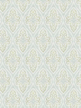 Load image into Gallery viewer, Sage Green Cream Aqua Cotton Medallion Upholstery Drapery Fabric FB