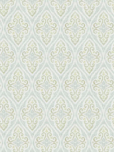 Sage Green Cream Aqua Cotton Medallion Upholstery Drapery Fabric FB